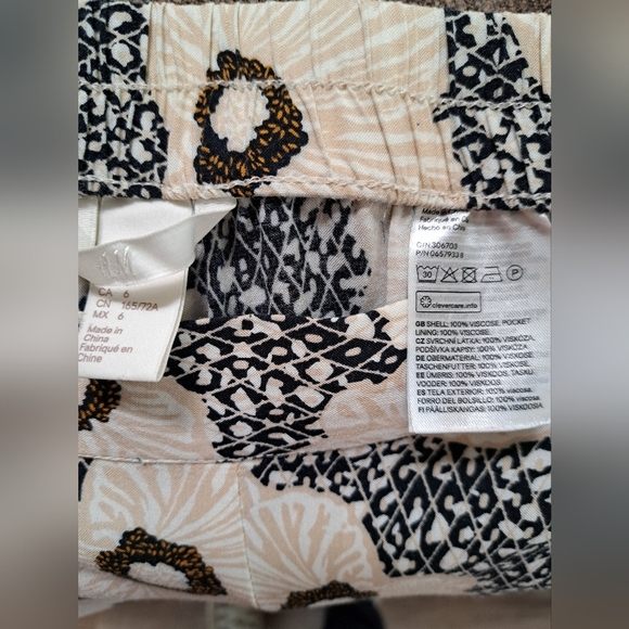 H&M Black and Cream Wide Leg Pants Size 6 - Picture 5 of 6